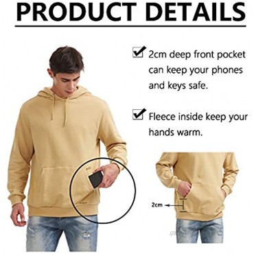 BETTERCHIC Men's Hooded Sweatshirt Long Sleeve Soft Brushed Fleece Hoody Classic Drawstring Pullover Hoodie Size S-3XL