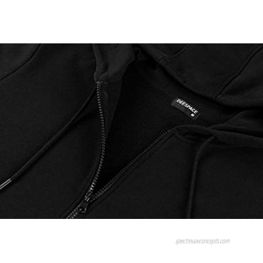 DEESPACE Men's Soft Brushed Fleece Hooded Sweatshirt Full Zip-up Hoodie S-3XL