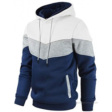 Gesean Men's Novelty Color Block Pullover Fleece Hoodie Long Sleeve Casual Sweatshirt with Pocket