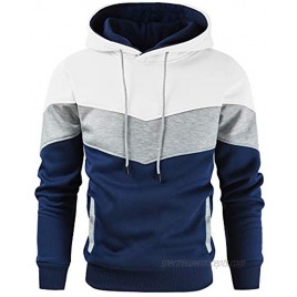 Gesean Men's Novelty Color Block Pullover Fleece Hoodie Long Sleeve Casual Sweatshirt with Pocket