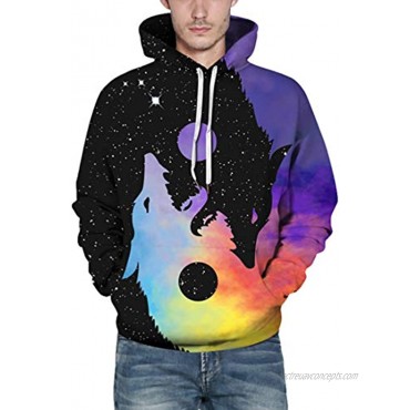 Imilan Men's Pullover Hoodie Galaxy Animal 3D Print Hooded Sweatshirts Unisex