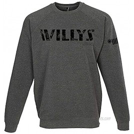 Jeep Mens Willys Crew Sweatshirt Grey 2 Classic Logos Licensed and Authentic