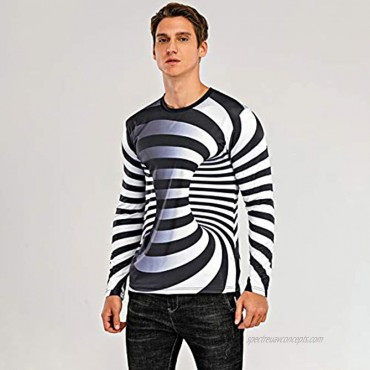 Men's Daily Plus Size T-Shirt Graphic 3D Print Print Long Sleeve Tops Streetwear Exaggerated Round Neck Rainbow