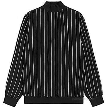 Milumia Men's Causal Crew Neck Striped Print Sweatshirt