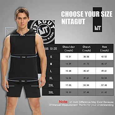 NITAGUT Mens Sleeveless Stretchy Sports Hooded Tank Tops Casual Muscle T Shirts Cool Summer Bodybuilding Workout Gym Hoodies