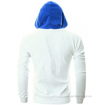 Ohoo Men's Slim Fit Long Sleeve Lightweight Color-Block Pullover Hoodie With Kanga Pocket