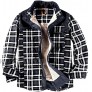 PEHMEA Men's Outdoor Vintage Sherpa Lined Long Sleeve Button Down Flannel Plaid Shirt Jackets