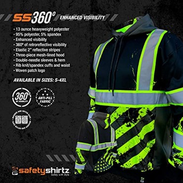 SafetyShirtz SS360 Stealth American Grit Hoody Black Enhanced Visibility