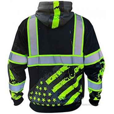 SafetyShirtz SS360 Stealth American Grit Zip UP Hoody Black Enhanced Visibility