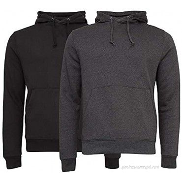 Unipro Men's Basic 2 Pack Fleece Hoodie Sweatshirt with Kangaroo Front Pocket Bundle