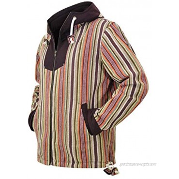virblatt Baja Hoodie | 100% Cotton | Drug Rug Hoodie Men Mexican Poncho Baja Jacket Zip up Hippie Jacket