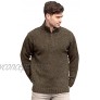 Aran Crafts Men's Irish Cable Knitted Half Zip Sweater 100% Donegal Wool
