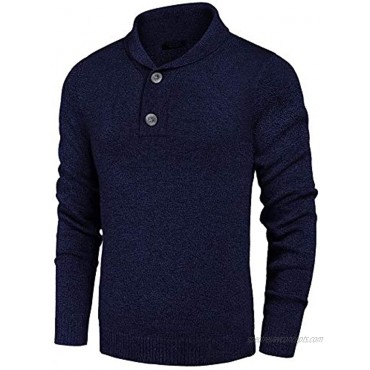COOFANDY Men's Fashion Shawl Collar Pullover Casual Long Sleeve Knitted Sweater