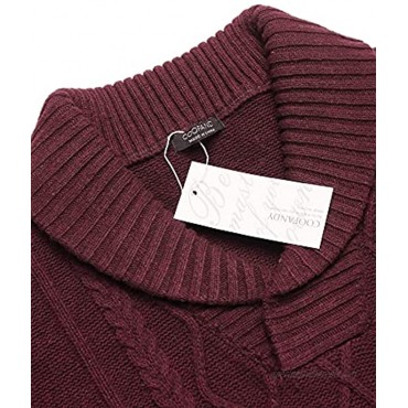COOFANDY Men's Shawl Collar Sweaters V-Neck Relaxed Fit Cable Pullover