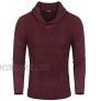 COOFANDY Men's Shawl Collar Sweaters V-Neck Relaxed Fit Cable Pullover