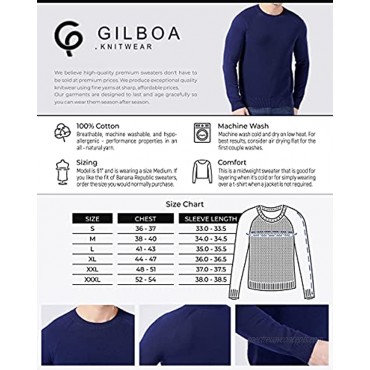 Gilboa Men's 100% Cotton Crewneck Pullover Sweater