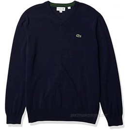 Lacoste Men's Long Sleeve V Neck Cotton Jersey Sweater