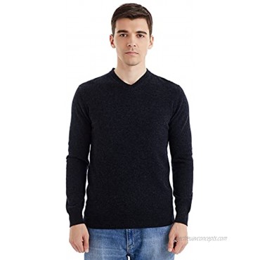 LANPULUX 100% Merino Wool V-Neck Sweaters for Men Casual Long Sleeve Pullover Lightweight Knitted Tops