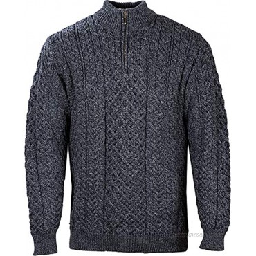 Men's Merino Wool Aran 1 2 Zipper Sweater