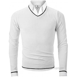 MOCOTONO Men's V-Neck Long Sleeve Pullover Casual Sweater