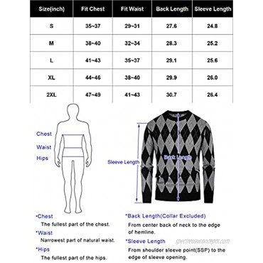 PJ PAUL JONES Men's Casual Long Sleeve Argyle Pattern Sweater Crewneck Knitted Pullover Sweaters