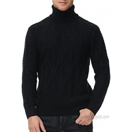 PJ PAUL JONES Mens Slim Fit Turtleneck Sweater Twisted Cable Knit Thermal Pullover Sweaters