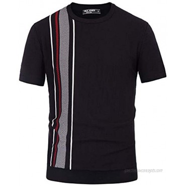 PJ PAUL JONES Men's Vintage Contrast Striped Pullover Sweater Crewneck Short Sleeve Knitwear