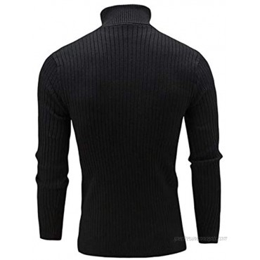 QZH.DUAO Cameinic Men's Casual Slim Fit Turtleneck Pullover Sweaters with Twist Patterned & Long Sleeve T-Shirt