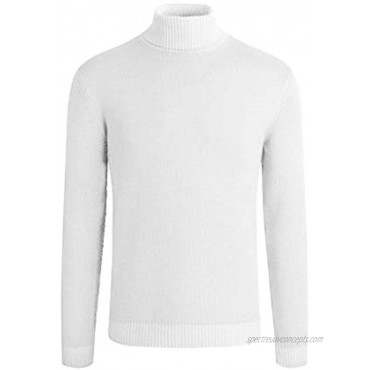 Suslo Couture Men's Slim Fit Lightweight Cotton Knitted Stretch Solid Pullover Long Sleeve Cotton Turtleneck Sweater