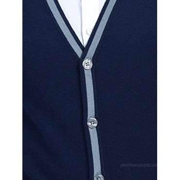 Choies Men's Gray Lapel Button Up Pocket Long Sleeve Cardigan