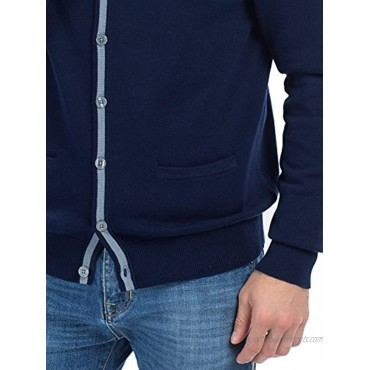 Choies Men's Gray Lapel Button Up Pocket Long Sleeve Cardigan