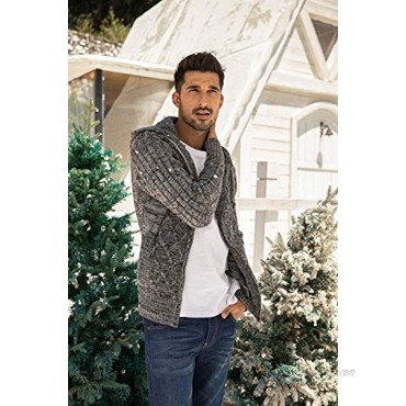 COOFANDY Men's Full Zip Knitted Cardigan Sweater Cable Knit Sweater with Pocket