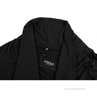 FISOUL Men's Cardigan Ruffle Shawl Collar Cardigan Open Front Blend Long Length Drape Cape Overcoat