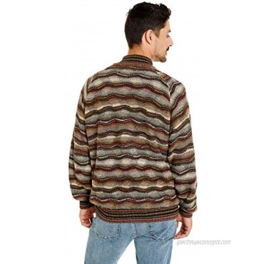 Invisible World Men's 100% Alpaca Wool Sweater Zip Up Mock Turtleneck Cardigan