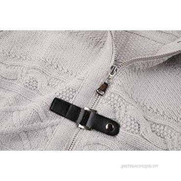 Makkrom Mens Cardigan Sweater Slim Fit Turtleneck Long Sleeve Zipper Winter Cable Knit Solid Sweaters