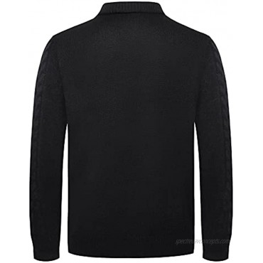 Neufigr Men's Casual Stand Collar Cardigan Stylish Button Down Knitted Sweater with Removable Hood