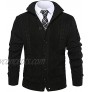 Neufigr Men's Casual Stand Collar Cardigan Stylish Button Down Knitted Sweater with Removable Hood