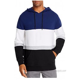 Pacific and Park Mens Navy Color Block Classic Fit Draw String Sweater L