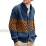 Pengfei Men's Stylish Stand Collar Cable Knitted Button Shawl Chunky Casual Cardigan Sweater Blue