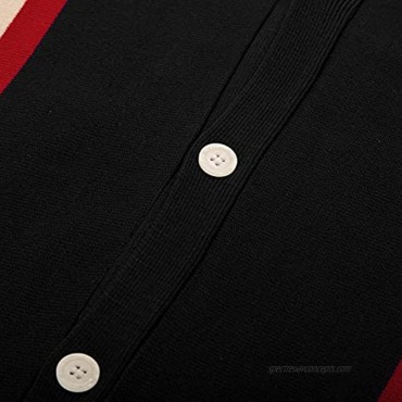 PJ PAUL JONES Mens Vintage Stripes Cardigan Sweater Button Down V-Neck Knitwear