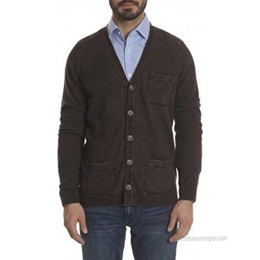 Robert Graham Mister Rodgers Knit Wool Cardigan Brown Classic Fit