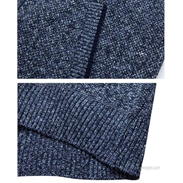 VtuAOL Men's Casual Slim Full Zip Thick Knitted Cardigan Sweaters with Pockets