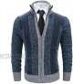 XinYangNi Men's Casual Slim Full Zip Thick Knitted Cardigan Sweaters with Pockets