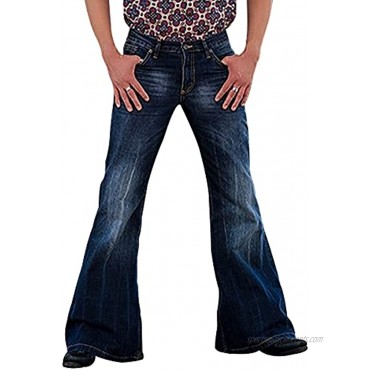 Wbestwind Men's Relaxed Stretch Bell Bottom Fit Comfort Flared 60s 70s Retro Leg Denim Jeans