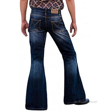 Wbestwind Men's Relaxed Stretch Bell Bottom Fit Comfort Flared 60s 70s Retro Leg Denim Jeans
