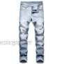 ZEESEN Ripped Jeans for Men Denim Slim Fit Straight Leg Distressed Destroyed Pants Mens Jeans with Hole