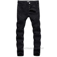 ZLZ Slim Fit Biker Jeans Men's Super Comfy Stretch Skinny Biker Denim Jeans Pants