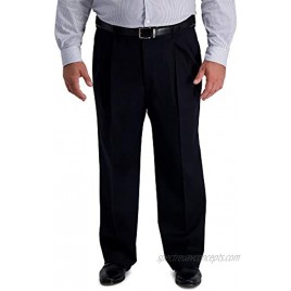 Haggar Men's B&T Iron Free Premium Khaki Classic Fit Pleat Front Expandable Waist Pant