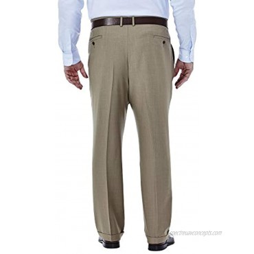 Haggar Men's Big and Tall Big & Tall Expandable Waistband ECLO˜ Stria Pleat Front Dress Pant