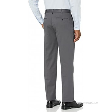 Haggar Men's Classic Fit Flat-Front Hidden Expandable Waistband Premium No Iron Khaki 44W x 29L Dark Grey